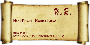 Wolfram Romulusz névjegykártya